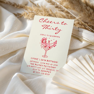 Cowgirl Martini Cheers to Thirty 30th Birthday Inbjudningar