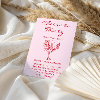 Cowgirl Martini Cheers to Thirty 30th Birthday Inbjudningar