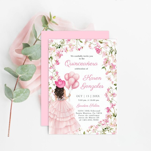 Cowgirl med Balloons Quinceañera-inbjudan Inbjudningar (Skapare uppladdad)