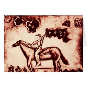 Cowgirl med blommaflagga hälsningskort