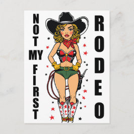 Cowgirl med Citat Inte Min Första Rodeo Vykort