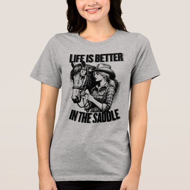 Cowgirl med häst t shirt (Framsida)