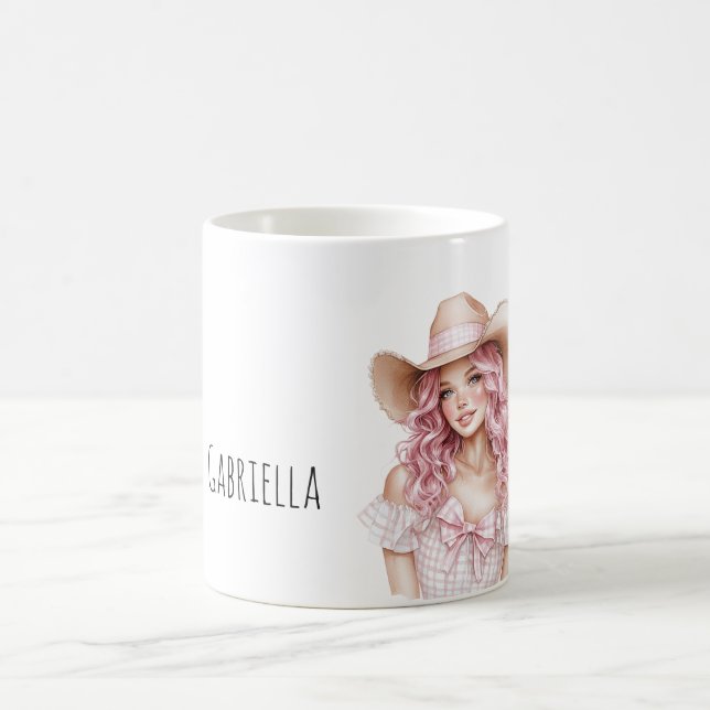 Cowgirl med rosa hår   kaffemugg (Center)