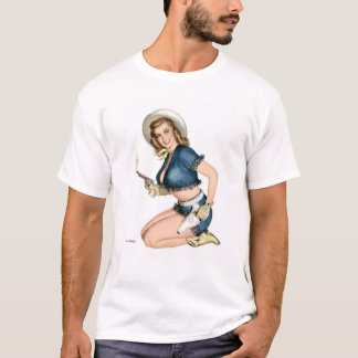 Cowgirl med vapnet tee shirt