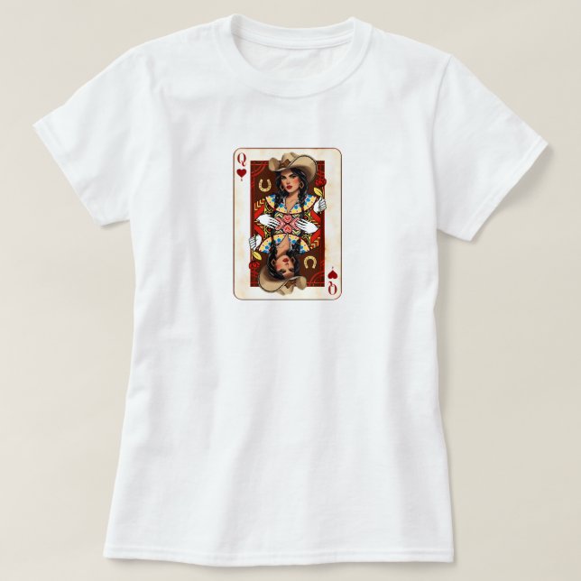 Cowgirl Midwest Queen of Hearts Card - Kärlek Tur T Shirt (Design framsida)