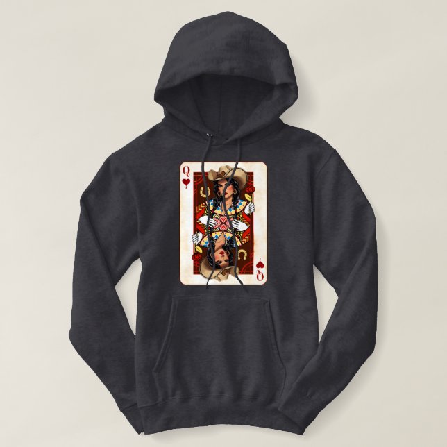 Cowgirl Midwest Queen of Hearts Card - Kärlek Tur T Shirt (Design framsida)