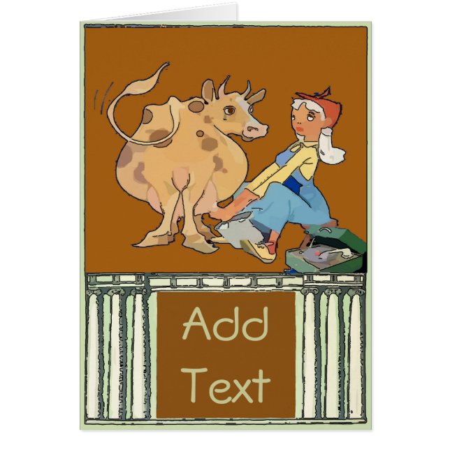 Cowgirl Milking Card Hälsningskort (Framsidan)