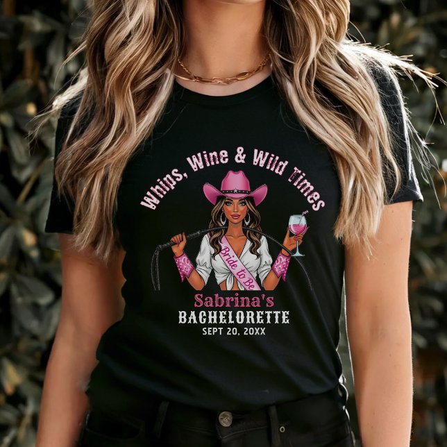 Cowgirl Möhipparty Piskar Vin & Vilda Tider T Shirt (Cowgirl Bachelorette Party Whips Wine & Wild Times T-Shirt
)