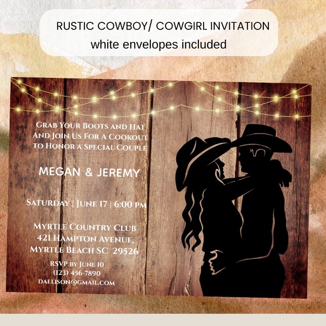 Cowgirl och Cowboy Cookout/BBQ-inbjudan Inbjudningar (Skapare uppladdad)