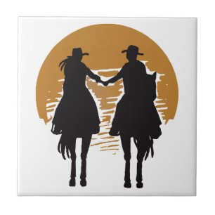 Cowgirl och Cowboy Kakelplatta