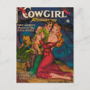 Cowgirl och Cowboy Vykort
