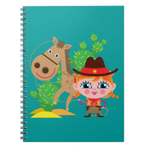 Cowgirl och häst anteckningsbok med spiral