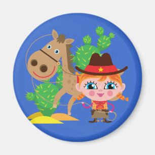 Cowgirl och häst magnet