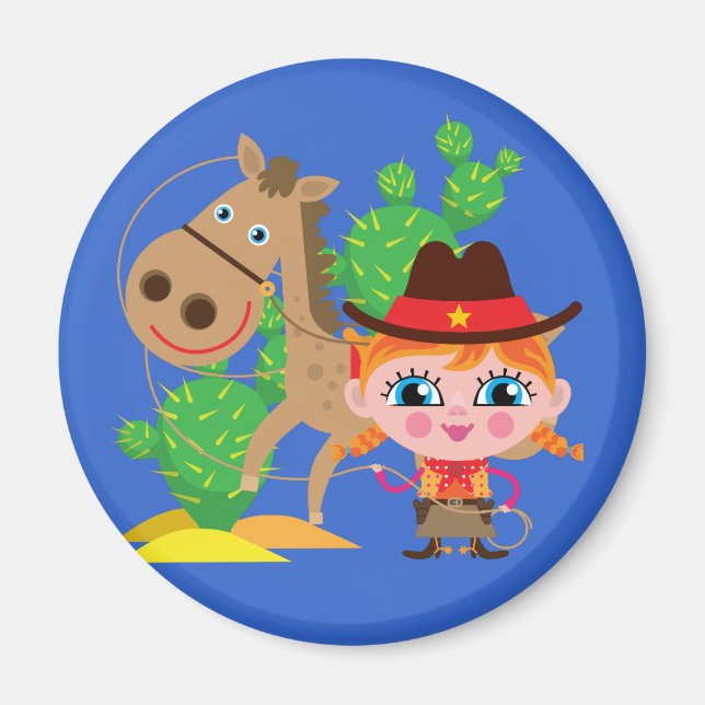 Cowgirl och häst magnet (Framsidan)