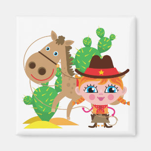 Cowgirl och häst magnet
