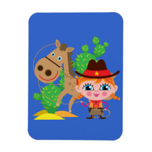 Cowgirl och häst magnet