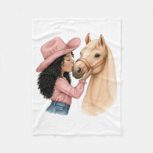 Cowgirl och häst Sherpa filt