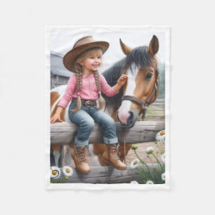 Cowgirl och Häst Sherpa Kast Fleecefilt