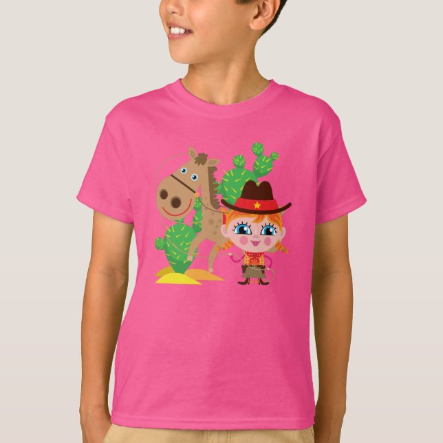 Cowgirl och häst t shirt (Framsida)