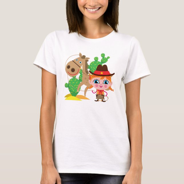 Cowgirl och häst t-shirt (Framsida)