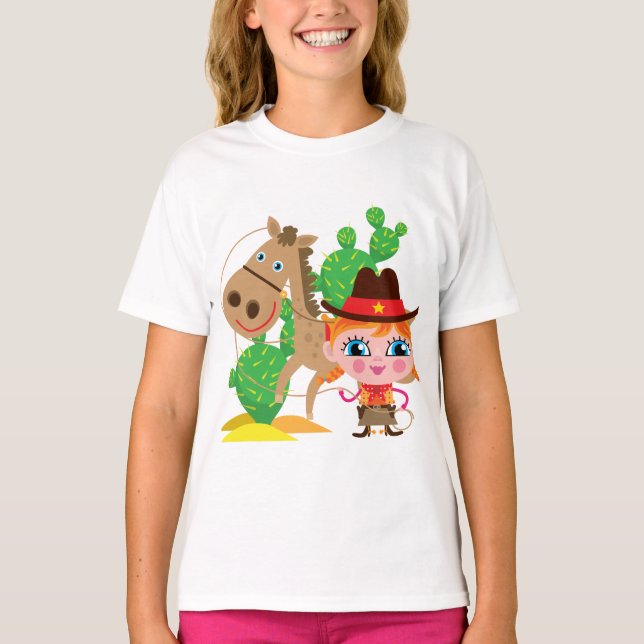 Cowgirl och häst tee (Framsida)