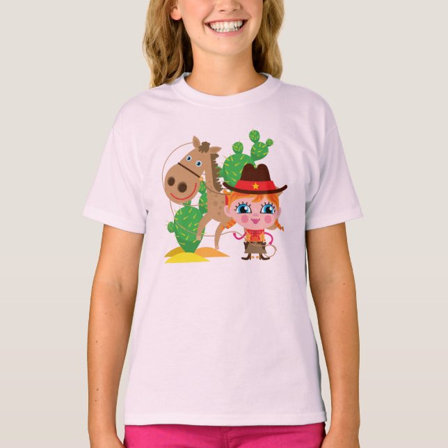 Cowgirl och häst tee shirt (Framsida)