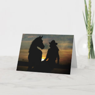 Cowgirl- och hästgrattis på födelsedagenkort kort