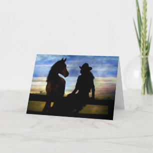 Cowgirl och Horse Grattis på födelsedagen Kort