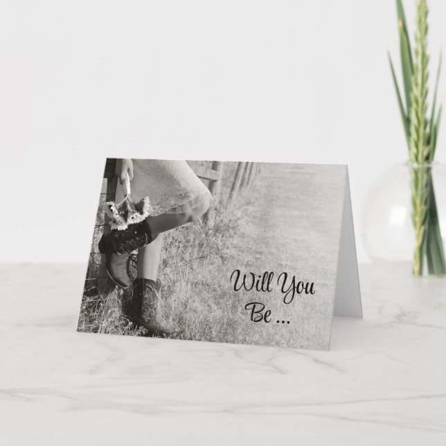 Cowgirl och Sunblommor blir min bridesmaid Inbjudan (Framsida)