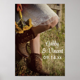Cowgirl och Sunblommor Land Ranch Bröllop Poster