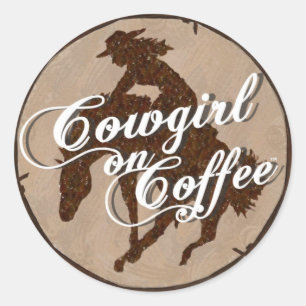Cowgirl on Coffee LOGOTYP STICKER Runt Klistermärke
