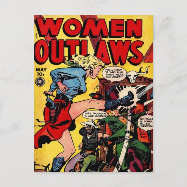 Cowgirl Outlaw Vykort (Framsida)