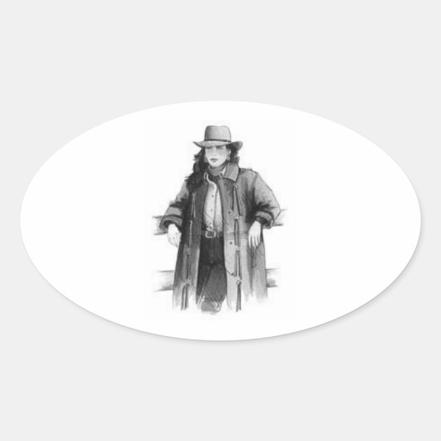 Cowgirl Ovalt Klistermärke (Framsida)