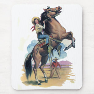 Cowgirl på häst musmatta