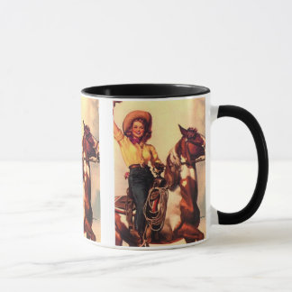 Cowgirl på henne häst mugg