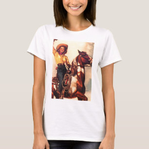 Cowgirl på henne häst tee shirt