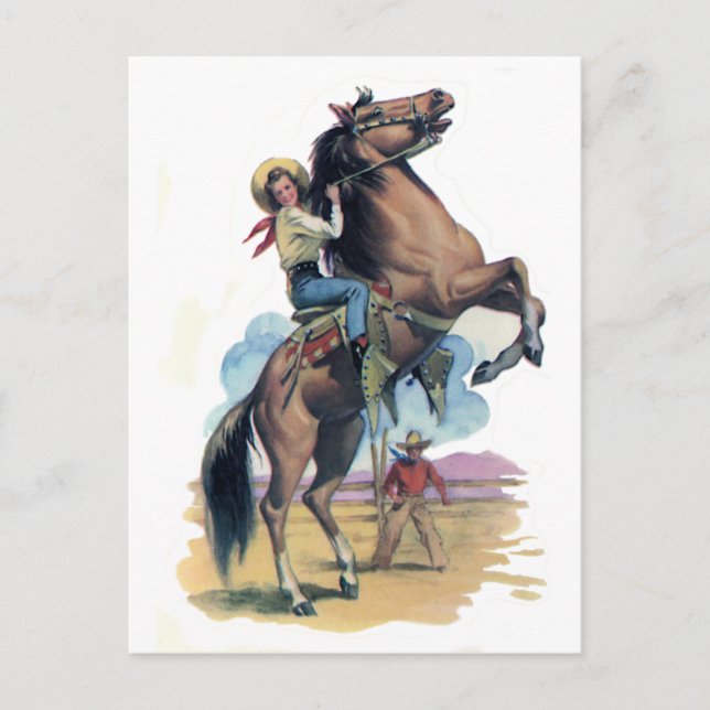 Cowgirl på Horse Vykort (Framsida)