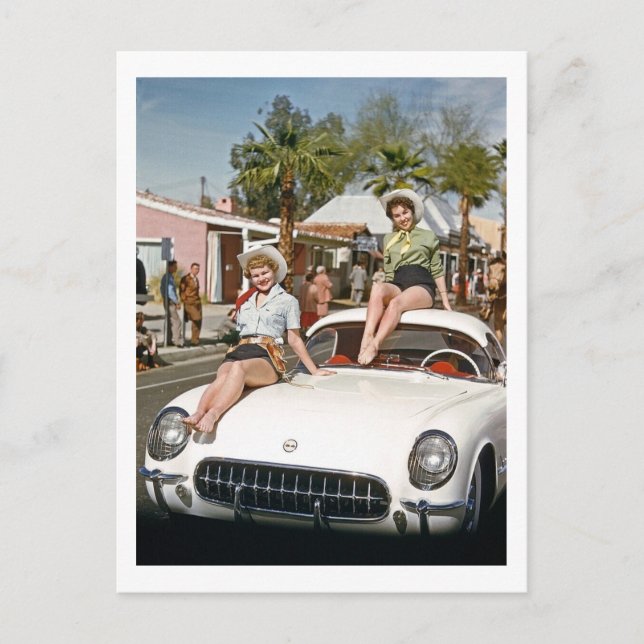 Cowgirl, Parad, Car, Colorful, Retro Vykort (Framsida)