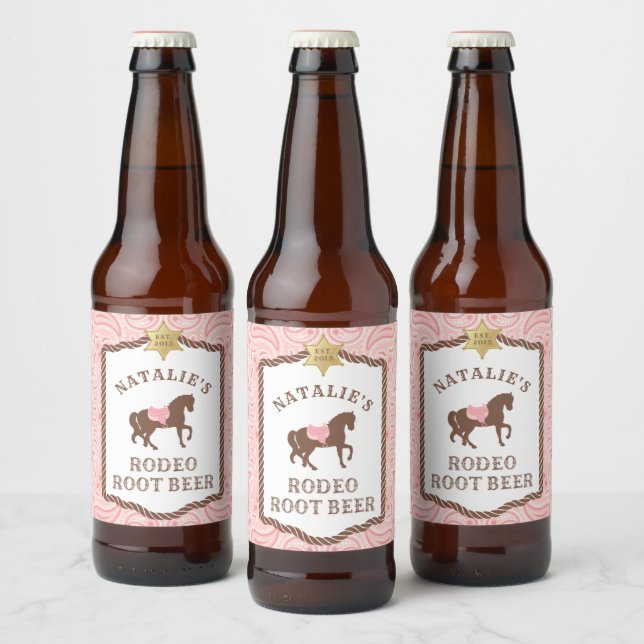 Cowgirl Party | Rodeo Root Beer Flaska-etikett Ölflaska Etikett (Flaskor)