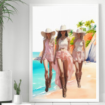 Cowgirl Pastal Rosa Trio Tropical Island