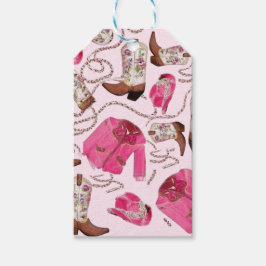 cowgirl pattern style presentetikett