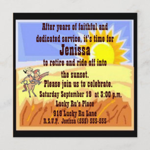 Cowgirl Pensionärsfest Inbjudan
