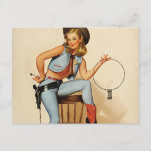 Cowgirl Pin-up Flicka Vykort