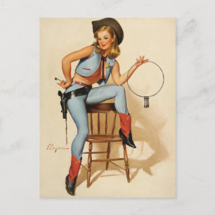 Cowgirl Pin-up Girl Vykort