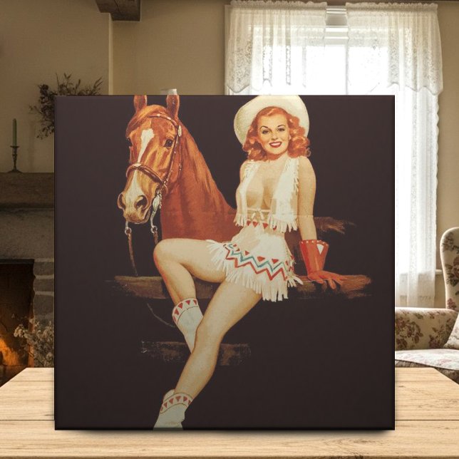 Cowgirl Pin-Up Kakelplatta (Skapare uppladdad)