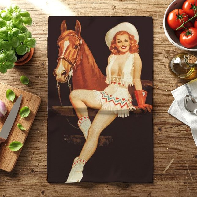 Cowgirl Pin-Up Kökshandduk (Skapare uppladdad)
