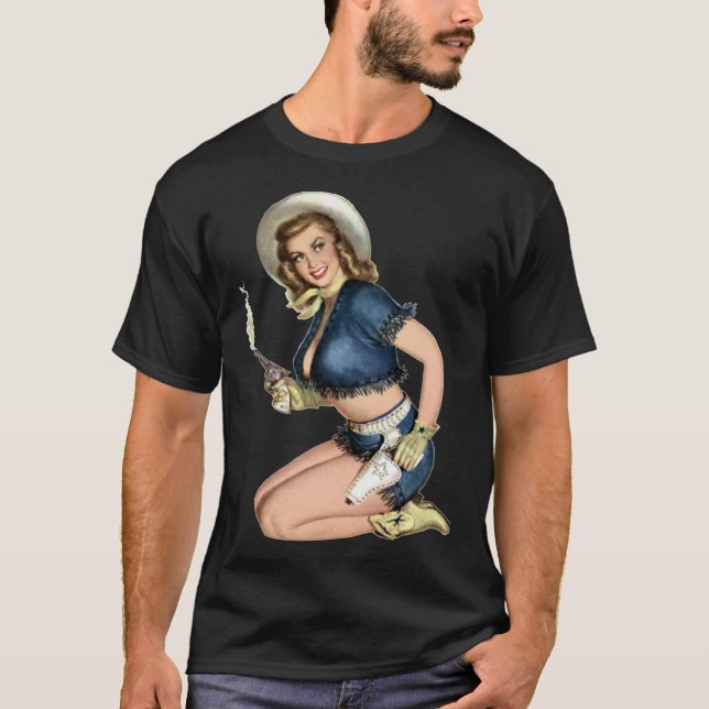 Cowgirl Pinup Classic T-Shirt (Framsida)
