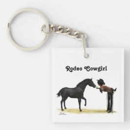 Cowgirl-Pinup med horshakrylnyckelkedja