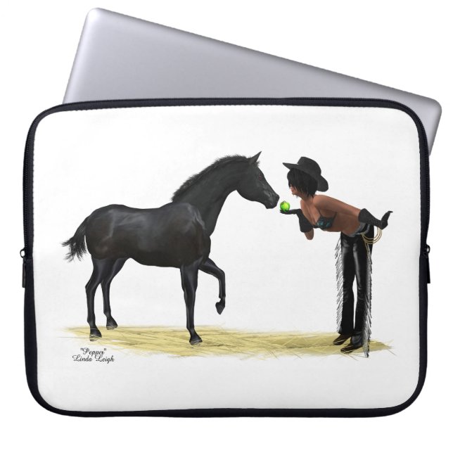 Cowgirl Pinup with Horse Laptop sleeve (Framsidan)
