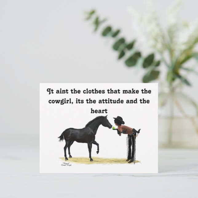 Cowgirl Pinup with Horse Postcards Vykort (Stående Fram)